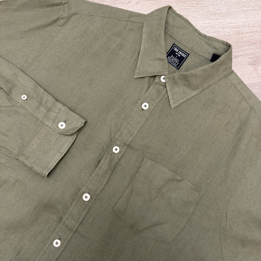 Todd Snyder Baird McNutt Linen Shirt Mens XXL Green Button Up Irish Linen